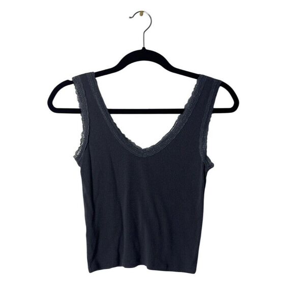 Fitz + Eddi Womens Ribbed Tank Top Sleeveless V-Neck Size S Rayon Spandex Blend - Picture 2 of 4